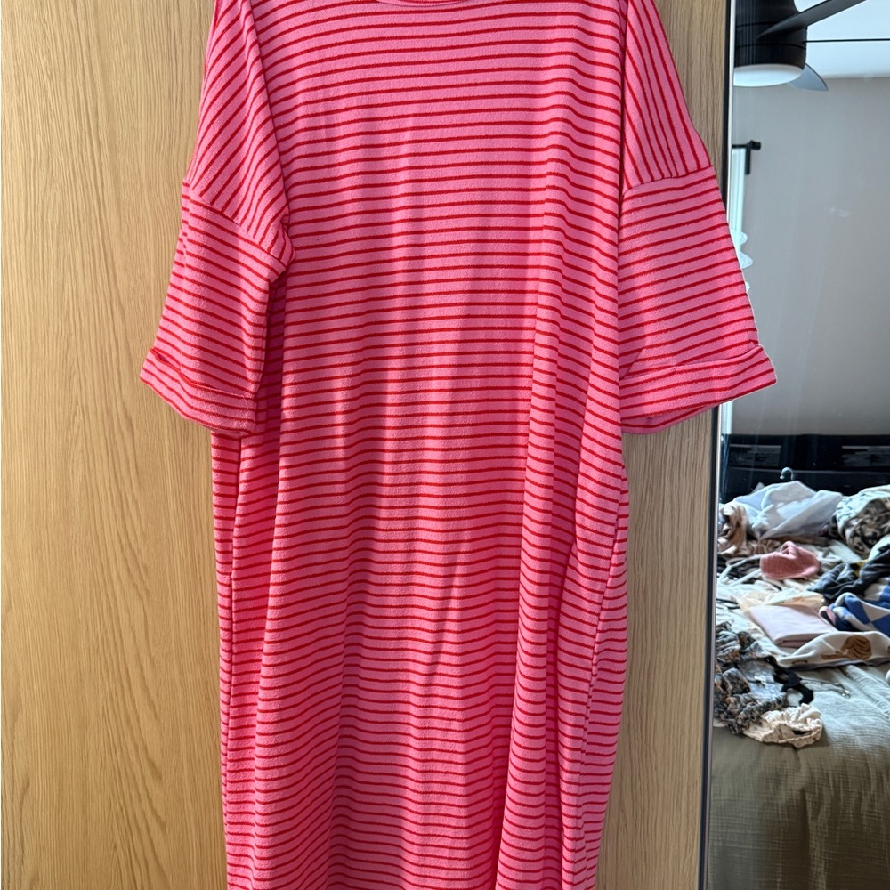 Maeve Pink and Black Striped Maxi Dress